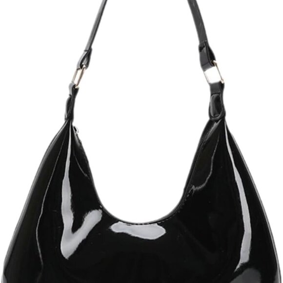 Patent Leather Hobo Bag Small Tote Women's Shoulder Purse Waterproof Compact - Picture 9 of 9